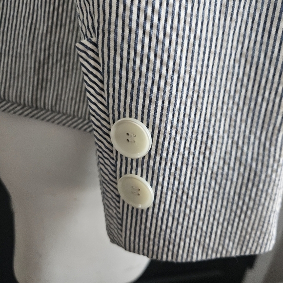 Of the Cloth Made in Italy Womens Gray White Structured Blazer No Size Tag - Picture 7 of 16